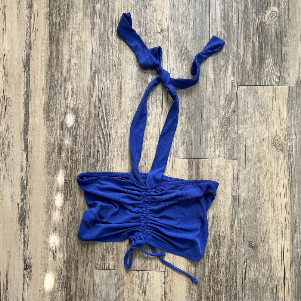 Urban Outfitters Blue Navy/Marin Halter Neck Crop Top